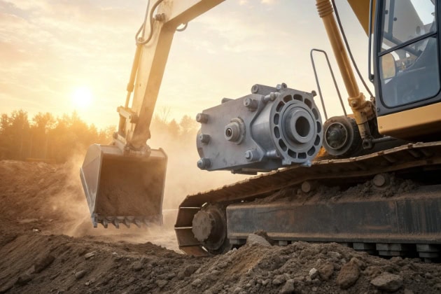 excavator using hydraulic gear pump